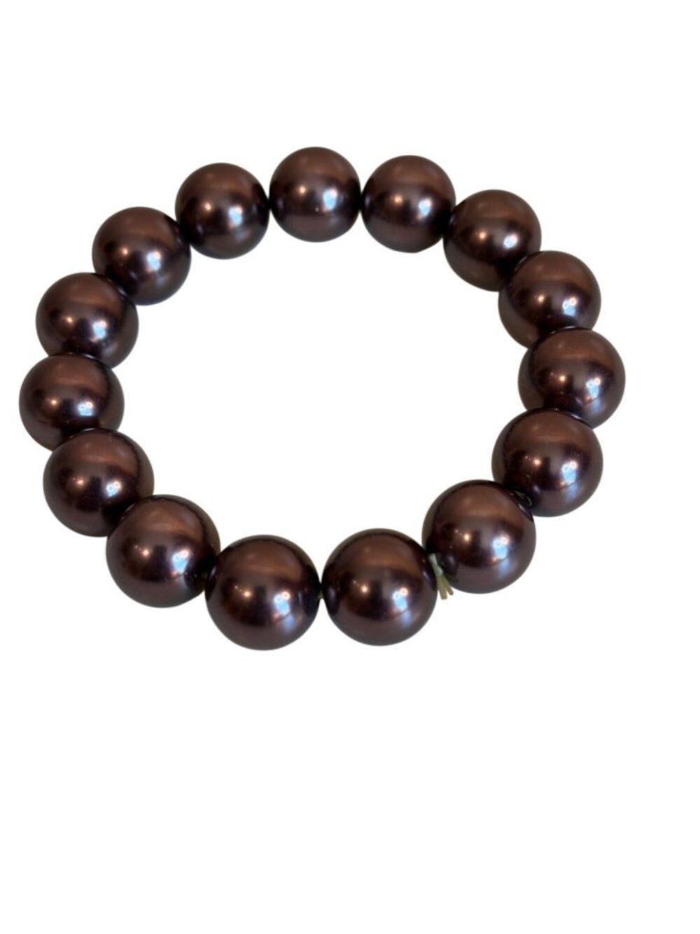 Elegant Brown Faux Pearl Beaded Stretch Bracelet Chunky Elegant Classic Glam